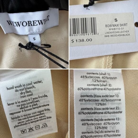 NWT Weworewhat Bow Maxi Skirt in Wood Ash & Black S - Picture 13 of 14